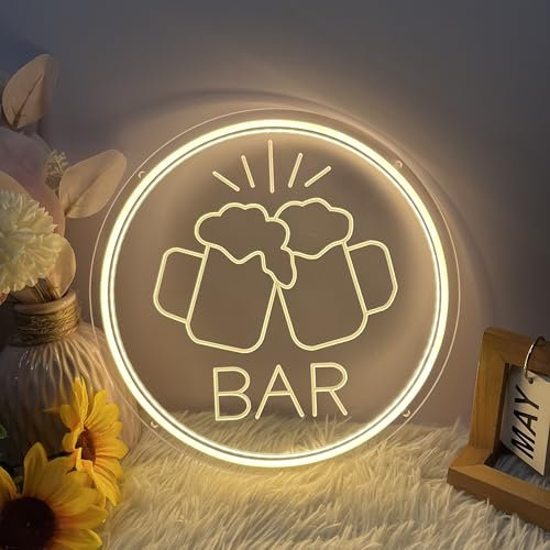 Neon Sign Bar, 30 * 30cm LED Schild 3D Graviertes Neonlichter Wanddeko Leuchtschild Neonlicht Dekoration Neon Light für Bar Kaffeehaus Heimdekoration Party-Dekoration(USB-Stromanschluss)