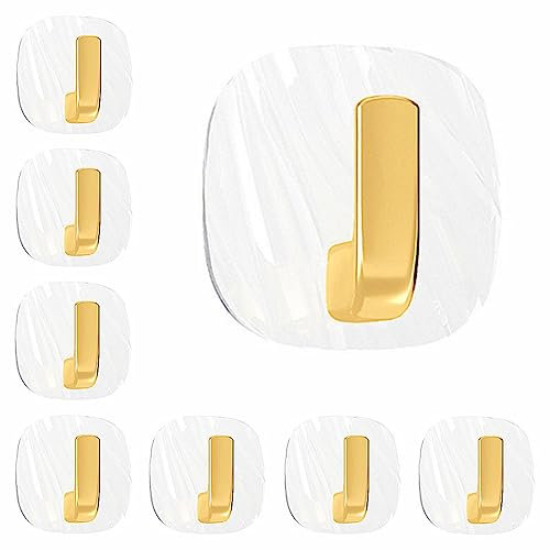 HIMKI Handtuchhaken 8 Stück Hochwertiger Klebehaken Kleiderhaken Ohne Bohren Selbstklebend Wandhaken Badezimmer-Türhaken Mehrzweck-Haken für Küche Bad Toilette, Transparent (Quadrat)