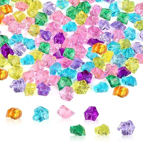 100 Stück Edelsteine für Kinder Hübsche Glassteine Bunt Muggelsteine Edelsteine Deko Acryl Diamanten Juwel Dekosteine für Vasen Hochzeit Aquarium Deko Glasnuggets zum Basteln Deko Spielsteine 16x22mm