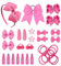 SKHAOVS 33 Pièces Enfant Barrettes à Cheveux Grands Arcs Cheveux Pinces à Cheveux Fille Noeud Papillon Accessoires de Cheveux pour Filles Bowknot Barrettes pour Femme Fille Enfant Bébés(Rose)