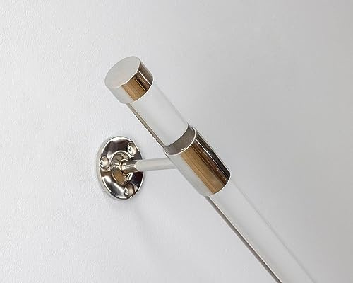 Suyak Corrimano per scale, parapetto balcone, corrimano per interni o esterni, realizzato con aste per scale in Lucite, per parete con elegante montaggio a parete, argento, 100 cm