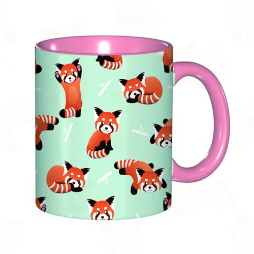 Coffee Mug Funny Mug,Seamless Cute red Panda and Bamboo Vector Pattern Background. Ceramic Coffee Mug with Handle for Tea and Coffee, Gifts from Daughter and Son for Mum on Birthdays and Anniversary