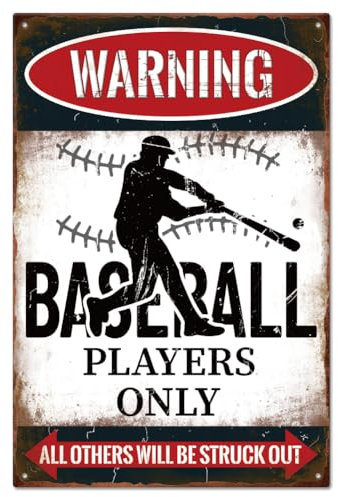 GLOBLELAND „Baseball Players Only“ Vintage Metall Baseballspieler Warnblechschild Plakette Poster 8×12Zoll Retro Metallwand Dekorative Blechgemälde Schilder Für Zuhause Hof Baseballclub