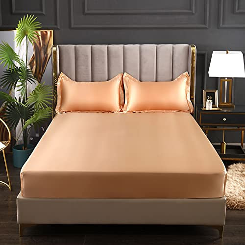 JIANINGHOME Bettlaken 90x200,Sommer Seidenmatte Spannbetttücher All-Inclusive rutschfeste Kissenbezug Matratzenschutz Tagesdecke Bettdecke