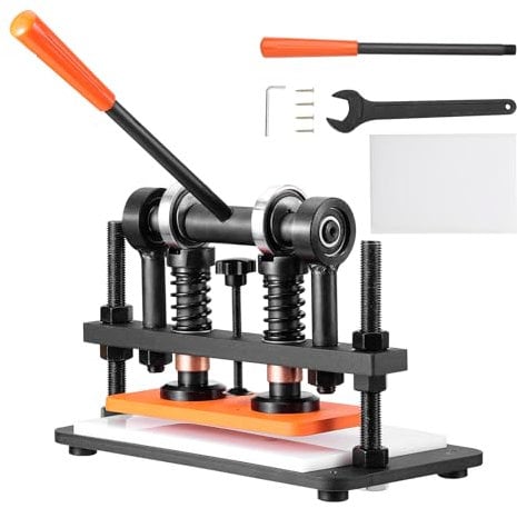 VEVOR Leather Cutting Machine, 10.2 x 4.7 in Embossing Plate Manual Die Cutter, 0.47 in Pressure Stroke Leather Embossing Machine, Dual Guide Shafts Die Cut Machine for Various of Materials