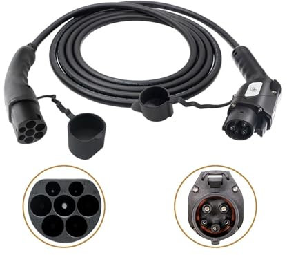 Viyok EV charger cable Type 2 EV Charging Cable 7.2/11/22kw IEC 62196 Extension Cable for Electric Vehicle Car Charging Station Plug Type 1 (Color : 3.6kw 15m Type 1)