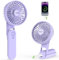 EasyAcc Ventilador de Mano Portátil USB, 2600mAh Ventiladores Cuello Recargable con 3 en 1, 5 Velocidades, 8 H de Uso, Pantalla LED, 180° Plegable, Potente para Hogar, Oficina y Viajes, Lila