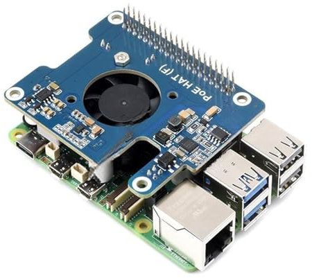 YOGOTEU POE-Erweiterungsmodulplatine für RPI 5 Single Board Computer mit Kühlkörper-Lüfter, Unterstützung IEEE802.3af/at Erweiterungsmodul für Stromversorgung