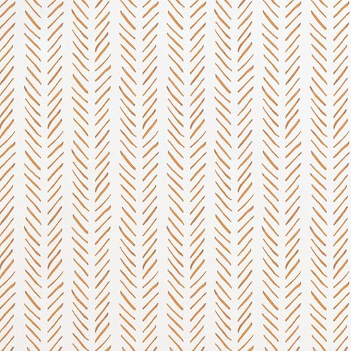 ICYEHAO Tapete Gelb Geometrisch,44.5 x 1000cm Tapete Orange Streifen Tapete Fischgrät Tapete Gelb Weiß Vintage Klebefolie Tapete Möbelfolie Selbstklebend für Badezimmer Wohnzimmer Schlafzimmer Küche