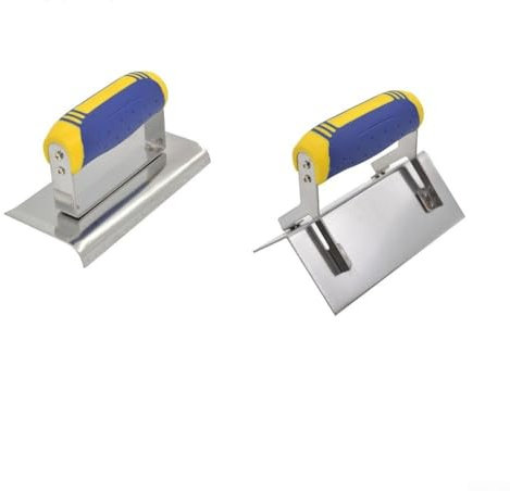 Emiif Ensemble de coupe-bordures pour béton – Rainureuse et bordure en béton – Outils à main en acier inoxydable pour maçonnerie – Kit de finition ciment pour lisser, couper (b)