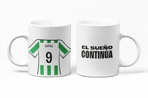 C&P Taza Personalizada de Fútbol | Regalo Original para Aficionados del Fútbol | Taza de Desayuno | Regalo Equipo de Fútbol | Diseño Único y Duradero (Betis) 350 ML