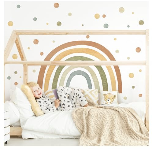 Little Deco Wandtattoo Regenbogen mit Punkten grün gelb blau DL5004 XL