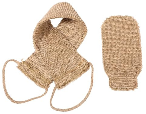 Ipetboom 2stücke Doppelte Dusche Peelinghandschuhe Und Langer Sisal Rückenschrubber Set Natürliches Langlebiges Körper Waschtuch Für Männer Frauen Einfach Zu Greifen Vielseitig Einsetzbar f