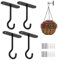 Lot de 4 supports muraux de 10 cm pour suspension de fleurs, support pour plantes suspendues, supports pour plantes suspendues, crochets muraux pour plantes domestiques (noir)