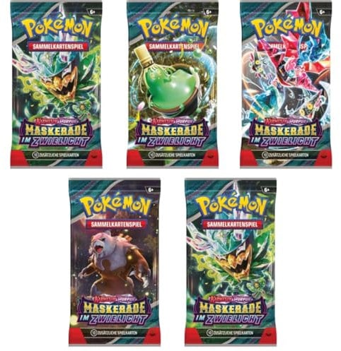 Pokemon Karmesin & Purpur Maskerade im Zwielicht 5 Booster Packs - Deutsch Sammelkarten NEU & OVP