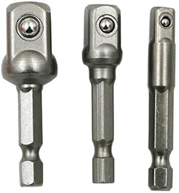 Juego de adaptadores de enchufe de acero al cromo vanadio de 1/4 , 3/8 y 1/2 , brocas de extensión de vástago hexagonal(3pcs 1 4 3 8 1 2)