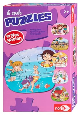 Noris 6 erste Puzzles – Aktivitäten, Puzzlespaß für Kinder ab 2 Jahren, extra große Teile, Alltagsszenen wie Lesen, Backen & Fahrradfahren, Kinderpuzzle Set zur Förderung von Motorik & Konzentration