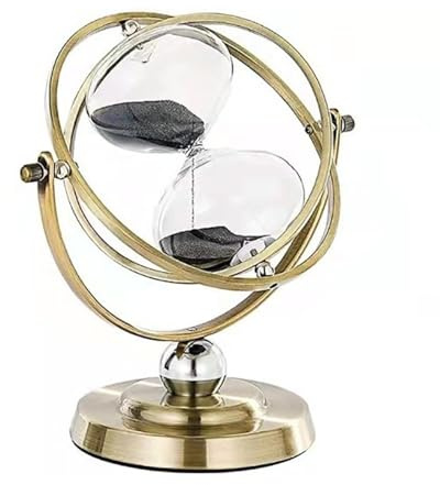 Sablier rotatif en forme de globe terrestre avec une autonomie de 15/30 minutes, grand sablier au design vintage comme statue de sablier globe pour bureau et salon | Sablier rotatif design en alliage