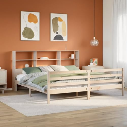 Qnhdfrt Massivholzbett Kiefer 180x200 cm mit Regal Kopfteil Stauraum Doppelbett Bettrahmen ohne Matratze 2285x186x110 cm Modernes Design für Schlafzimmer Jugendzimmer und Gästezimmer