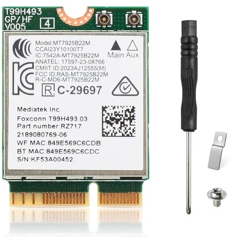 EDUP Scheda WiFi 7 M.2 BE6500 per PC Laptop, Tri-Band 2.4GHz/5GHz/6GHz fino a 6.5Gbps, Bluetooth 5.4, 802.11be, per AMD/Intel, Supporta Windows 11 64-bit e Linux Kernel 6.7+, M.2 2230 A/E Key