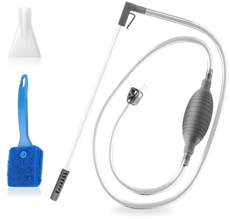 DYHNQE Fish Tank Cleaners 1.9M, Aquarium Syphon Pump Kit with Brush Gravel Cleaner Fish Tank Cleaner Vacuum Aquarium Cleaning Kit for Regular Water Change Filter Sand Clean
