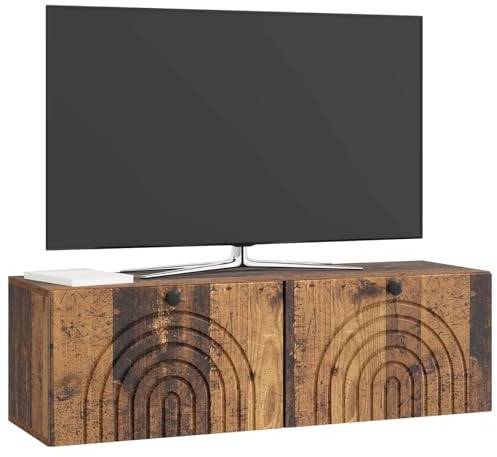 vidaXL Wandmontierter TV-Schrank Altholz 98 x 31 x 30 cm Holzwerkstoff, Modernes Wohnzimmer Lager, rechteckiges Design, Wandregal, praktische Medieneinheit, viele Entertainment Plätze