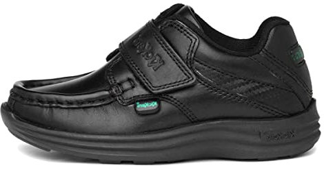 Kickers Reasan Strap Niños Negro Cuero Zapatos-UK 10 Niños/EU 28