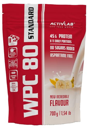 Activlab WPC 80 STANDARD 700g, Proteinpulver, Muskelaufbau, Fettreduktion, Molkenproteinkonzentrat, Effektiver Muskelzuwachs & Regeneration | 73,4g Protein pro 100g, Banane
