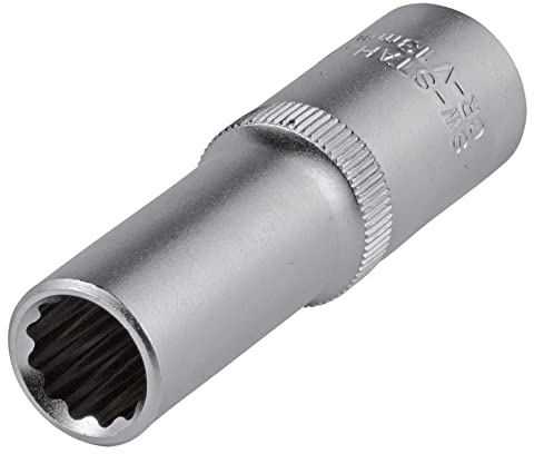 SW-Stahl 05632-13SB Tiefer Steckschlüsseleinsatz, 13 mm, 1/2 Zoll Zwölfkant | Extra lange Ausführung aus Chrom-Vanadium-Stahl, 78 mm Länge, verchromte Oberfläche für Premium Qualität in Kunststoffhalter