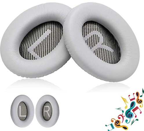 Cuscinetti Auricolari di Ricambio Imbottiture per Bose QuietComfort Quiet Comfort 35 II QC35 QC2 QC15/ QC25 Sound True/ AE2/ AE2i/ AE2 wireless AE2-W Con pelle e proteina memory foam (Grigio)