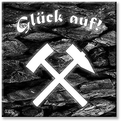 WB wohn trends Deko-Fliese, Glück Auf Kohle Schlägel und Eisen Ruhrgebiet, Foto-Fliese Wand-Bild Deko-Schild 15x15cm