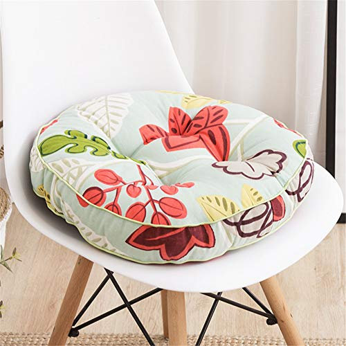 FANSU Stuhlkissen Rund, Nordisch Stil Tatami Sitzkissen Leinen Weiches Stuhl Auflage Atmungsaktiv Komfortable Sitzpolster für Indoor Zuhause Stuhl Balkon Garten (Tropische Blumen,40x40x10cm)