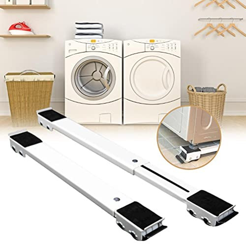 WINBST Washing Machine Stand, Metal Plate Adjustable Mobile Fridge Base, Non-Slip Washing Machine Base with 24 Wheels for Refrigerator Washing Machine Cabinet Sofa 50 x 6 cm