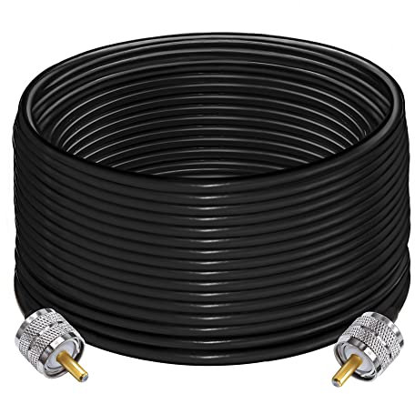 TUOLNK PL259 Cable RG58 CB Radio Cable PL259 Jumper 49.2Ft (15M) SO239 UHF Cable de extensión macho a macho RF Cable coaxial negro Cable coaxial PL259 para radio bidireccional