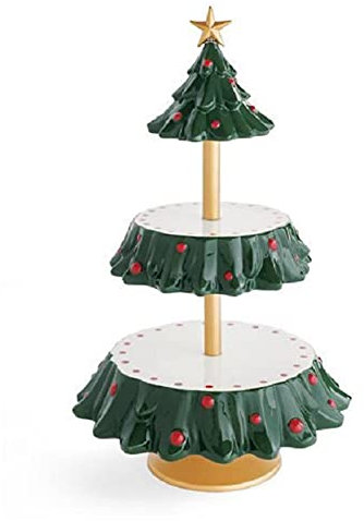 NSXIN Snacks Servierständer Etagere 2-stöckig Weihnachtsbaum Kuchenständer Tortenplatte Servierständer Kuchen-Servierhalter ?für Desserttisch Hochzeit Party, Kuchenteller für Nachmittagstee