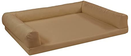 Juelle Orthopädisches Hundebett aus Kunstleder, Hundesofa mit Orthopädischer Matratze für Große Hunde, Abnehmbarer Bezug, Maschinenwaschbar, Lord L-XXL (Beige), XL - 130x95x20 cm