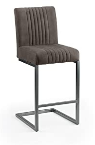Julian Bowen Barhocker, 2 Stück, anthrazit, Height: 100, Width: 41, Depth: 49cm | Barhocker im Industriestil für Küche oder Hausbar, gepolstertes Wildleder, stabile Metallbeine