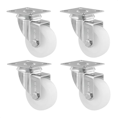 WAGNER Lenkrolle ECO 4tlg. Set - Durchmesser Ø 50 mm, Bauhöhe 70 mm, Stahl verzinkt, weiß, Anschraubplatte 50 x 50 mm, Tragkraft 50 kg - 02125000
