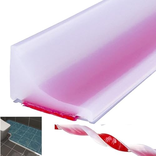 1 metro - Barrera de agua para ducha y cocina | Perfil de silicona impermeable autoadhesivo | Goma vierteaguas flexible para plato de ducha, bañera o encimera