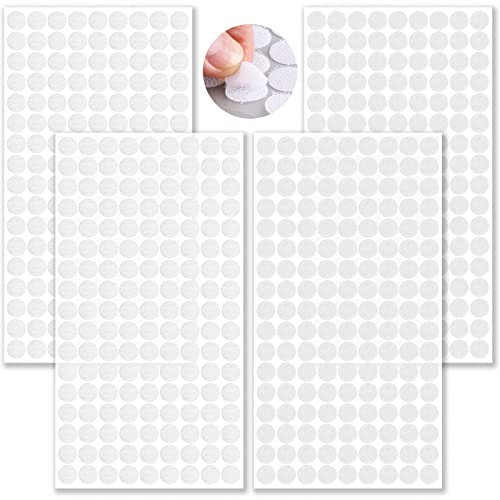 LABUYI 600 Stück Klettpunkte Selbstklebend 10mm,300 Paar Klett Klebepunkte,Self Adhesive Klett Klebe Punkte,Hook and Loop Dots(Weiß)