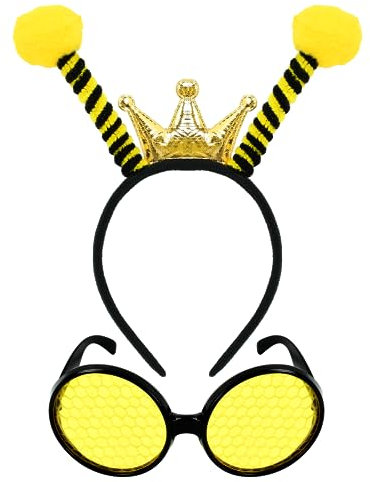 KATELUO Bienen Kostüm Zubehör, Antenne Haarreif Kopfschmuck, Bienen-Kostümzubehör, Bienen-Antennen-Stirnband, Biene Party Stirnband, Bienen-Sonnenbrille, Tier-Stirnbänder, für Cosplay, Party Kostüm