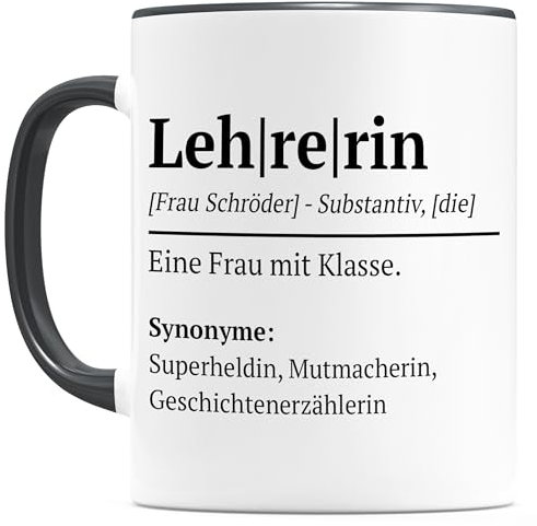 Tasse Lehrerin personalisiert mit Namen Eine Frau mit Klasse Lehrertasse lustig mit Spruch Lehrergeschenk Abschiedsgeschenk Geschenk Kaffeetasse aus Keramiktasse 330ml