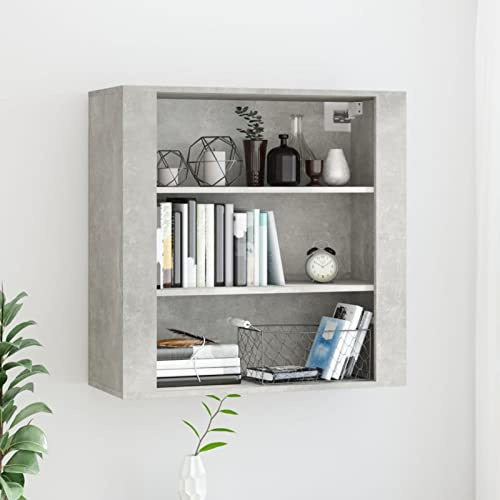 ARKEM Mobile a Parete Grigio Cemento 80x33x80 cm in Legno Multistrato,Mobile da Muro, Armadietto Bagno da Parete, Mobiletto Pensile Bagno con Ripiano Regolabile Mobile Sospeso Multiuso Salvaspazio