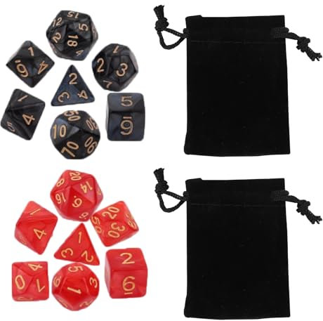 14 Stück DND-Spielwürfel-Set für Dungeon und Dragons, DND Polyhedral Dice Set mit Schwarzer Tasche Polyedrische RPG MTG Würfel Tisch Spiel Rollenspiele Spielwürfel (Rot & Schwarz)