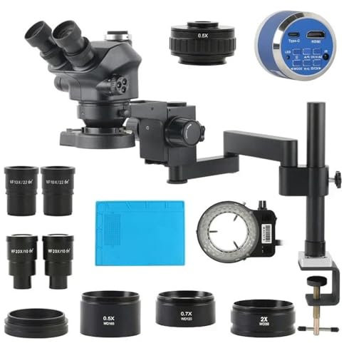 Mikroskop-Zubehör-Kit 3,5 x – 100 x 200 x Simul Focul Parfocal Stereo Trinokular Mikroskop Objektiv Objektiv 24 MP Set HDMI USB Typ C Digital Kamera Mikroskopische Objektträger