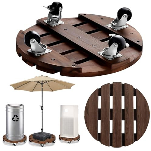 2 Pack Wooden Plant Caddy Wood Plant Stands Outdoor with 12 Inches 30CM Wheels Brake Garden Pot Movers Home Indoor and Outdoor Plant Decoration Brackets Rolling Heavy Duty Plant Stand Plant Dolly