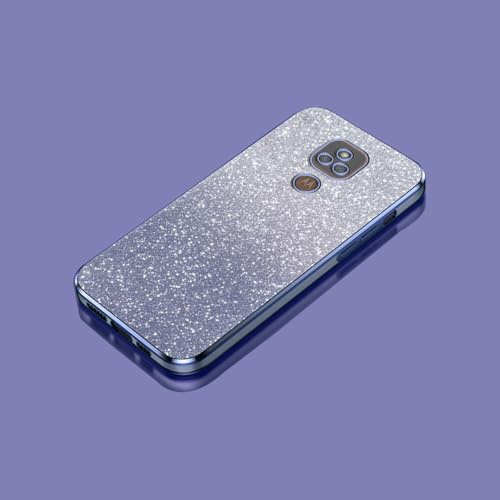 PAIXIKYZ Kompatibel mit Motorola Moto E7 Plus | Elektroplattierte Transparente TPU + Glitzerpapier Weiche Handyhülle