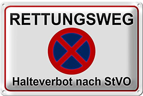 Rettungsweg Schild | Halteverbot nach StVO | Metall | 40 cm x 30 cm