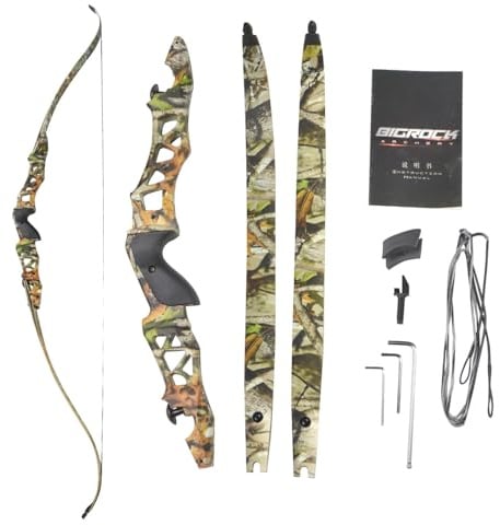 HNZMDY 64 Zoll ILF Takedown Recurvebogen 50/60 lbs, Rechtshänder, Sportbogen für Outdoor Jagd & Zielscheibenschießen