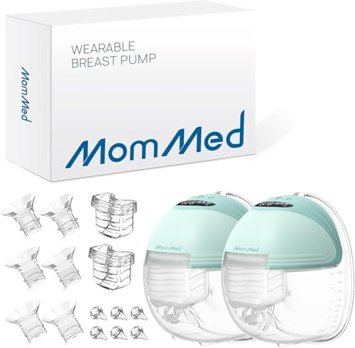 MOMMED Tire Lait, Tire Lait Electrique Main Libre avec 3 modes et 12 puissances, 24 mm Tire Lait portable anti-fuites et à faible bruit, Rechargeable, Comprend des 17/19/21 mm inserts de bride